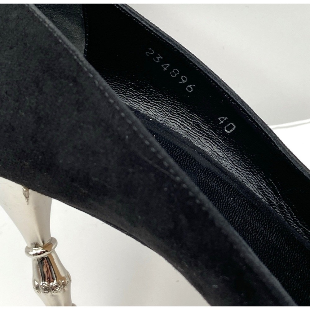 Gucci Black Suede Heels Peep Toe Women EU 40 Formal Stiletto Pumps - Picture 12 of 14